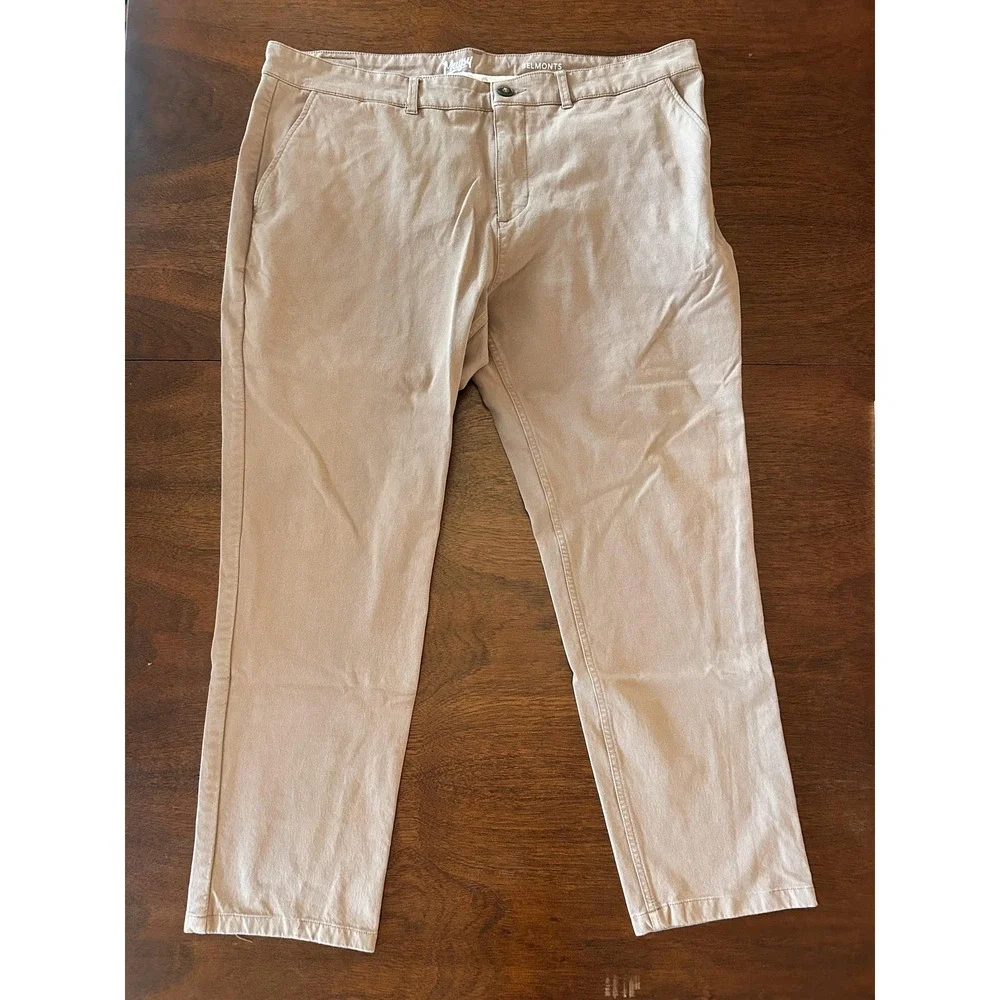 Mugsy Pants Mens 42x30 Beige Belmonts Slim Fit Stretch Chino Tapered‎ Leg